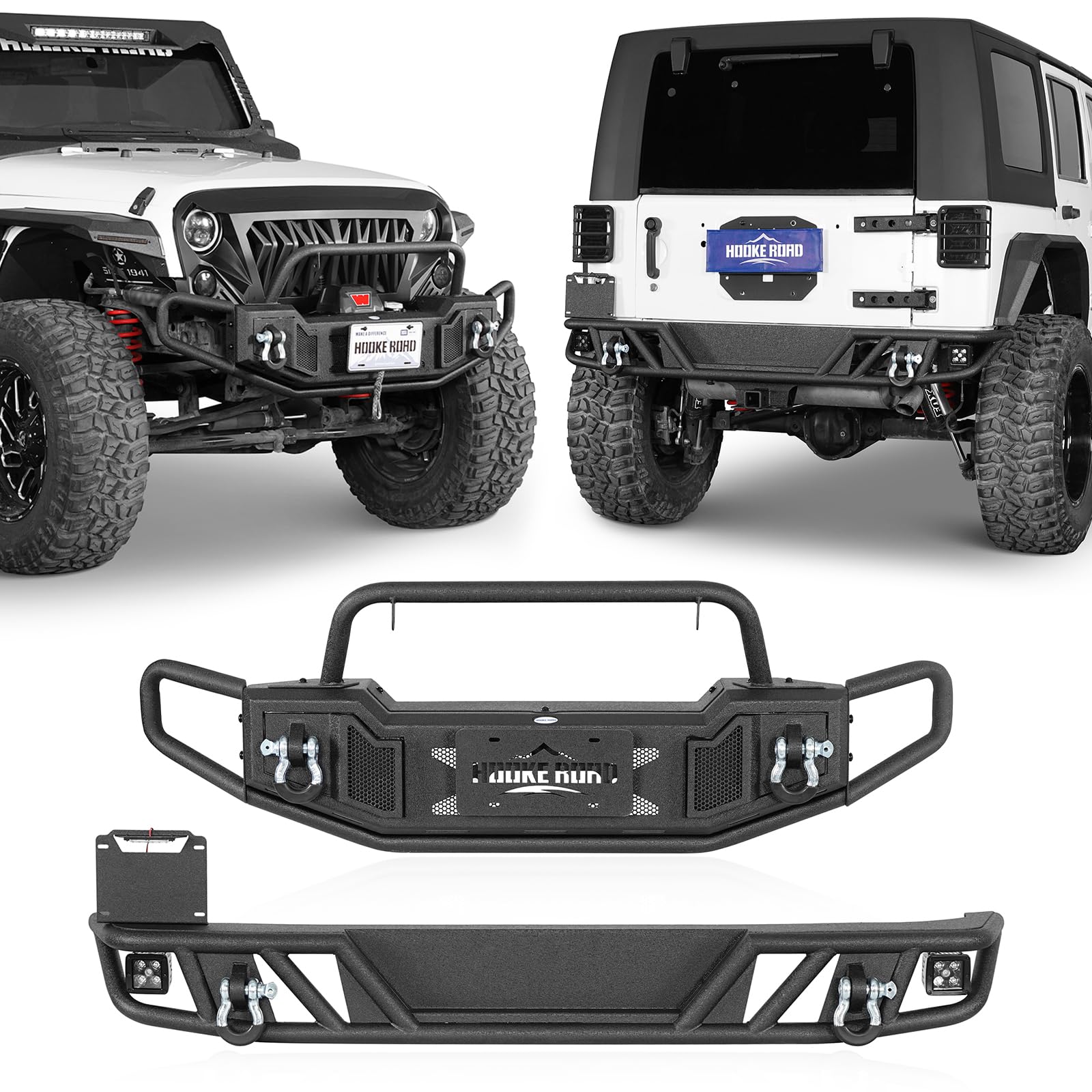 Amazon.com: Hooke Road JK Tubular Front and Rear Bumper Kit